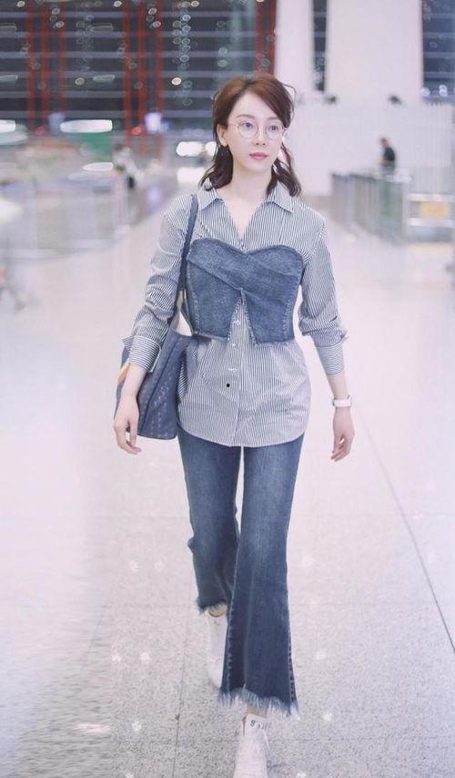 明星条纹裤子图片,明星条纹裤子演绎街头风采